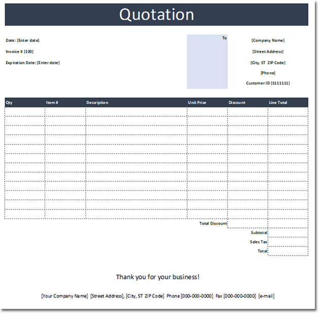 General Quotation Template - Free Estimate and Quote Templates
