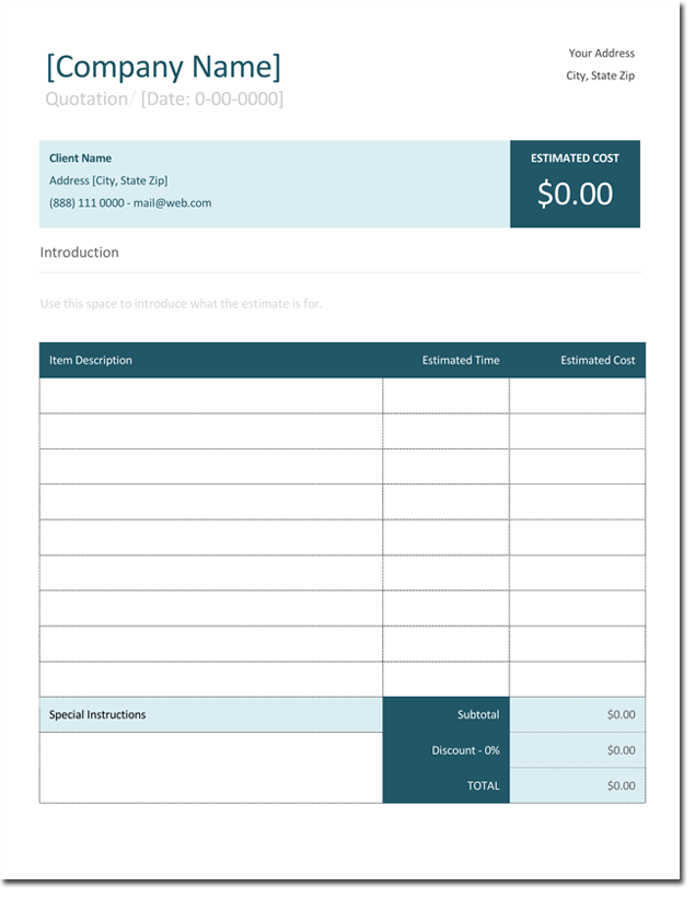 Quotation Templates Download Free Quotes For Word Excel