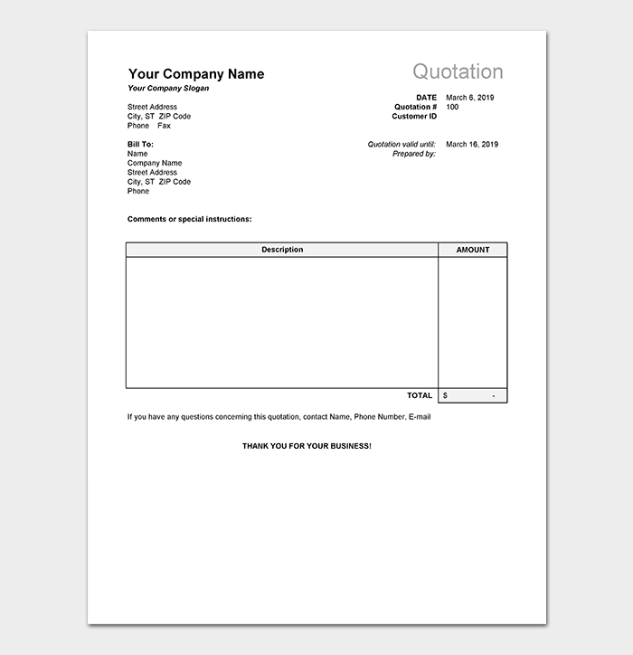 Quote Templates Download Free Quotations For Word Excel And Pdf