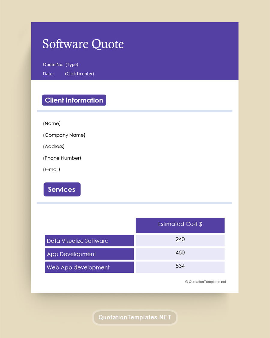 Software Quote Template Home Word