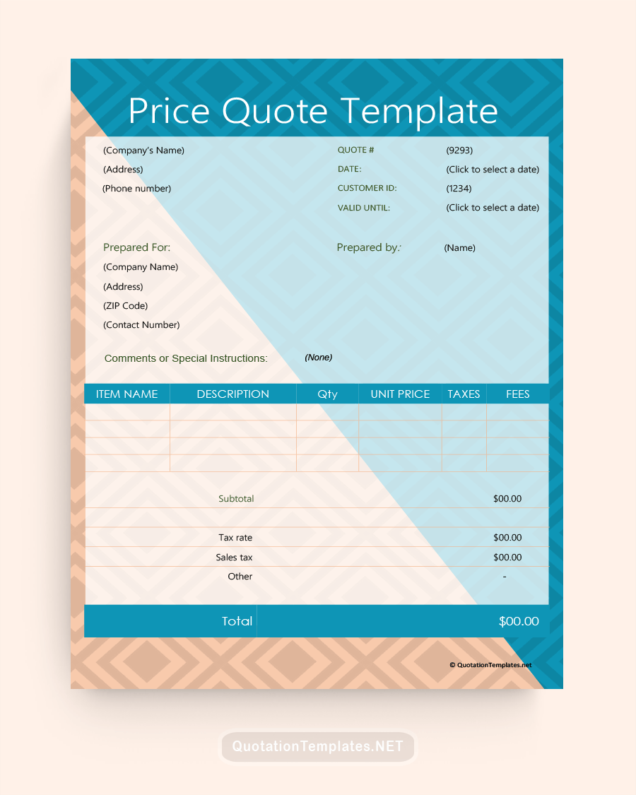 Price Quote Template - Blue