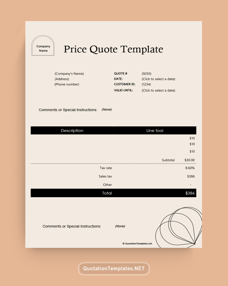 Price Quote Template - Brown