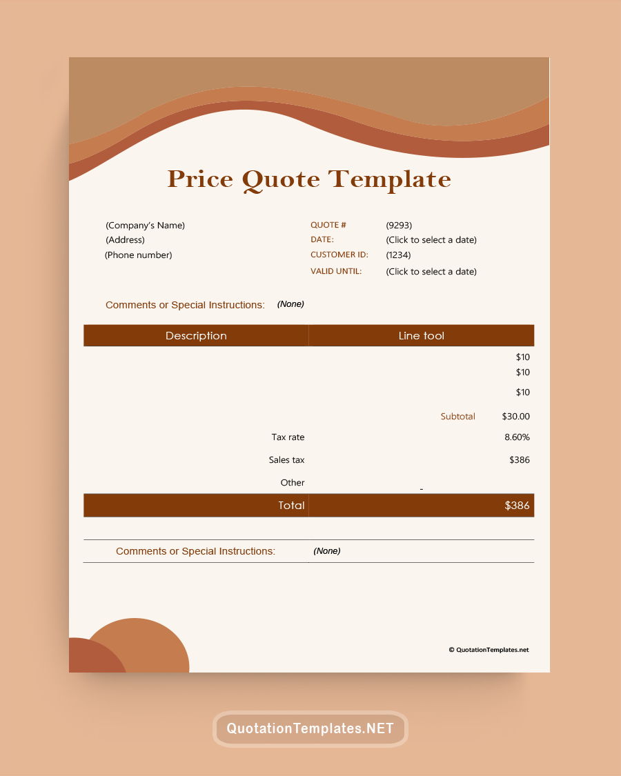Price Quote Template - Dark Brown