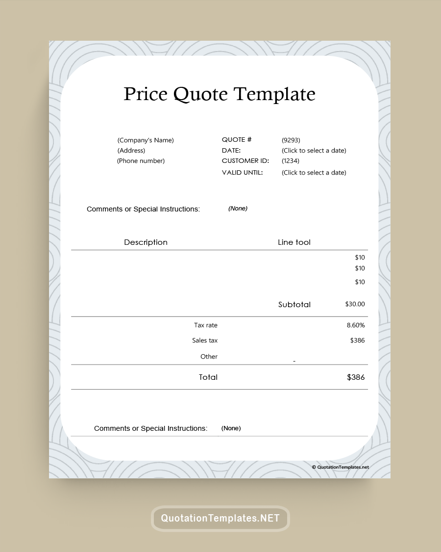 Price Quote Template - Grey
