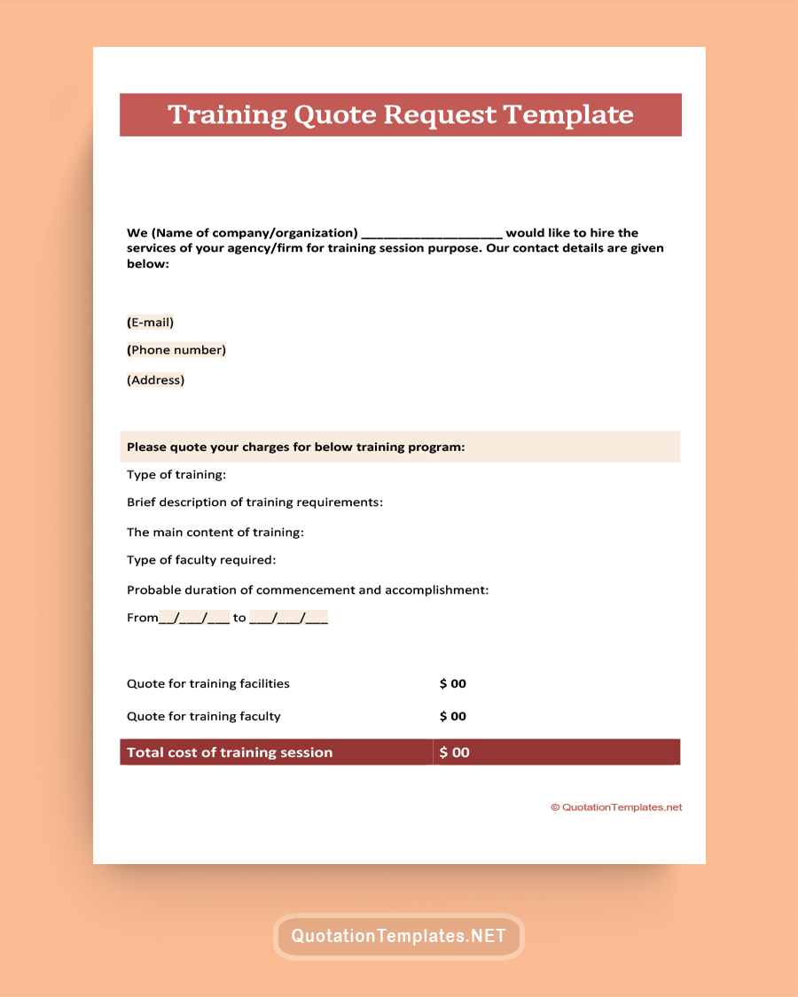 Training Quote Template - Red
