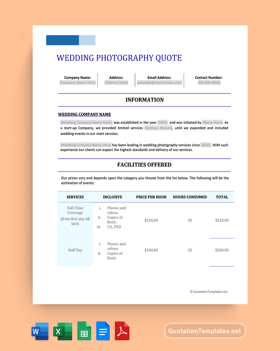 Free Photography Quote Templates Word Excel PDF wedding-photography-quote-template