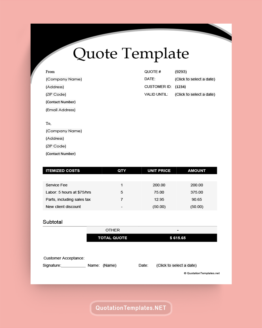 General Quote Template - Black