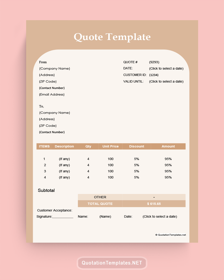 General Quote Template - Dark Brown