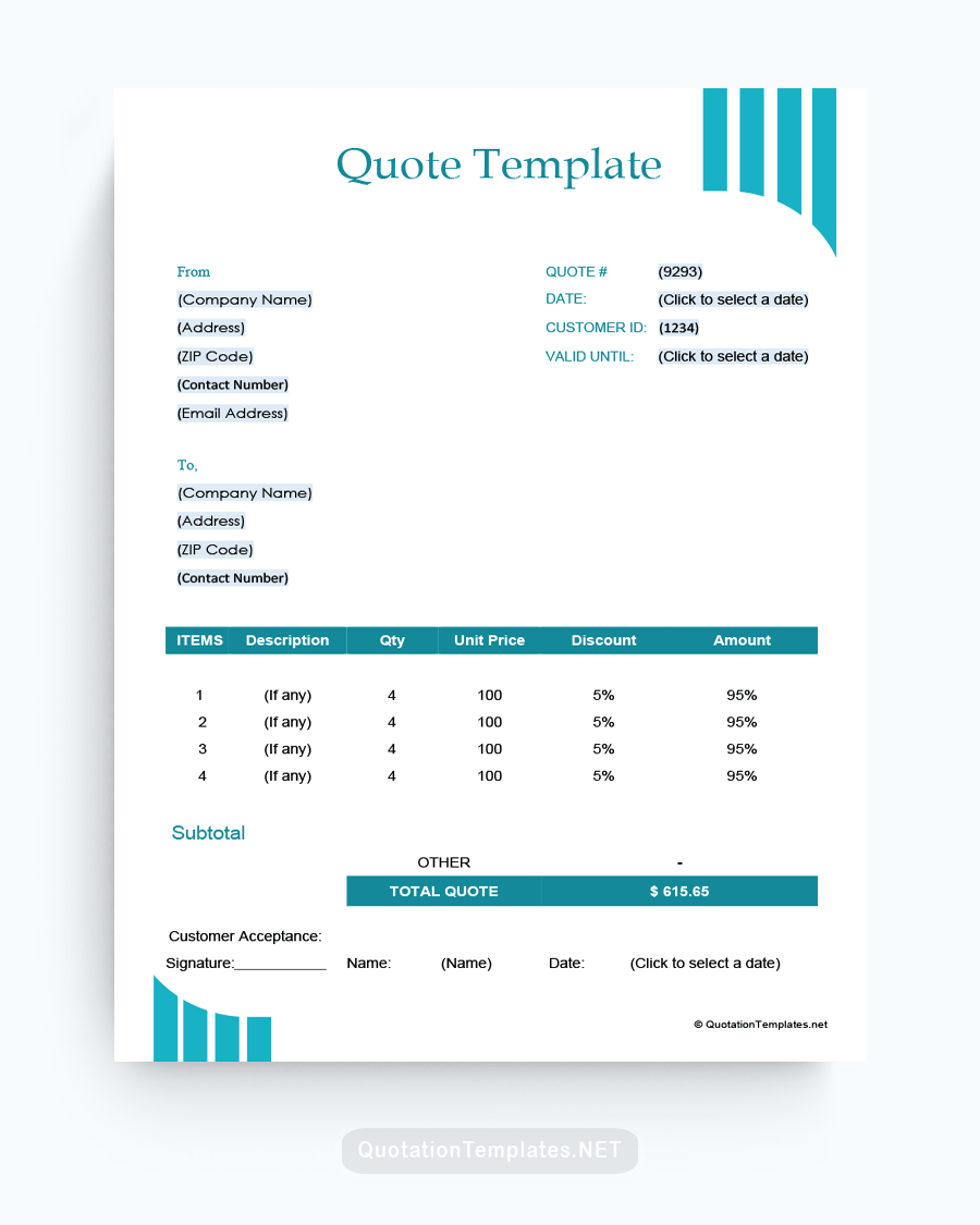 General Quote Template - Light Blue