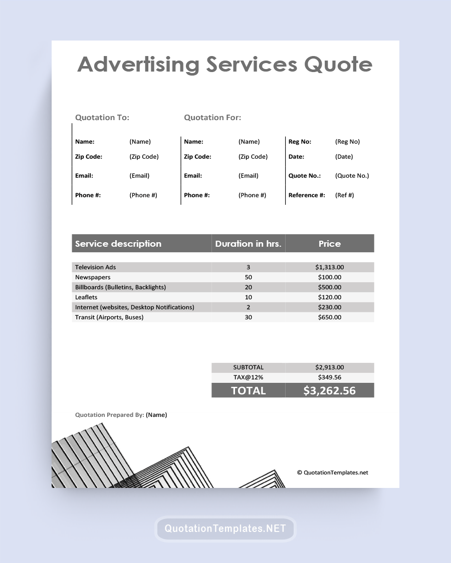 Advertising Services Quote - 220810 - Grey