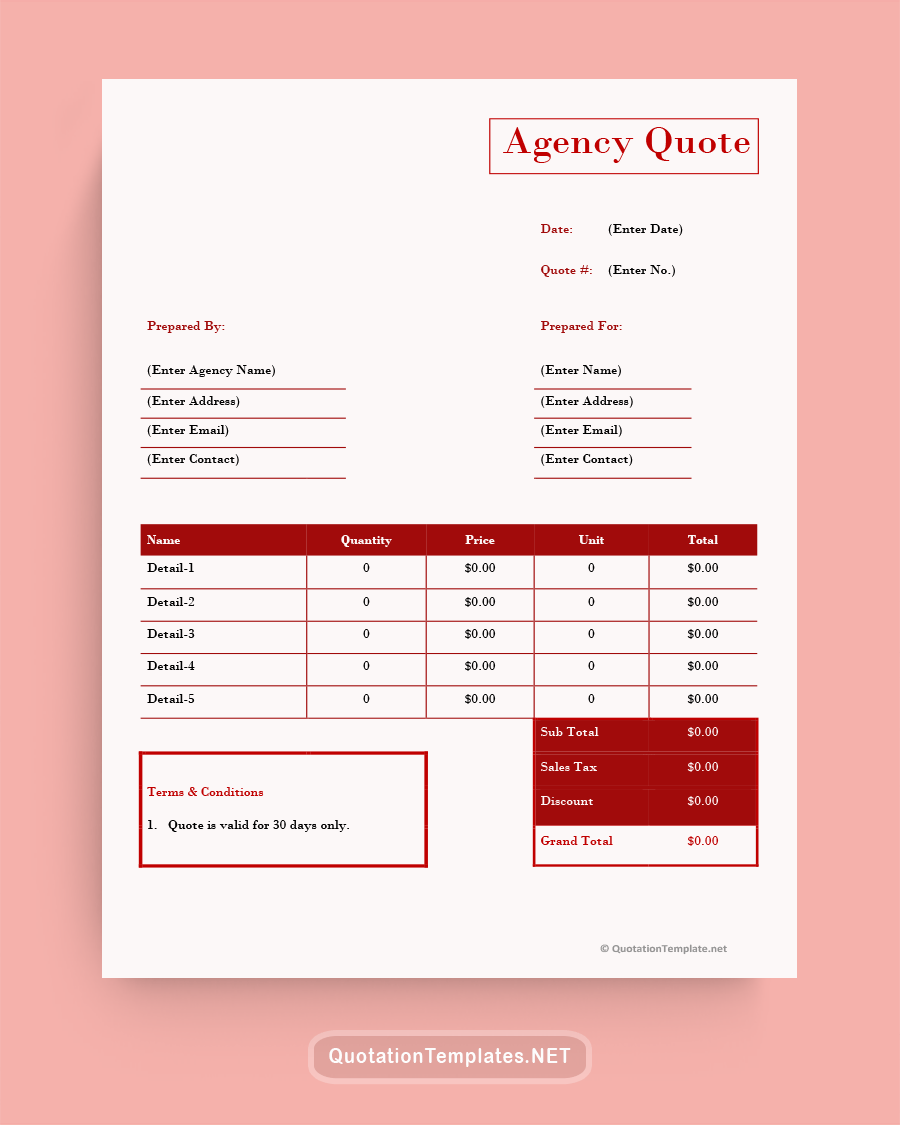 Agency Request Quote Template - Red