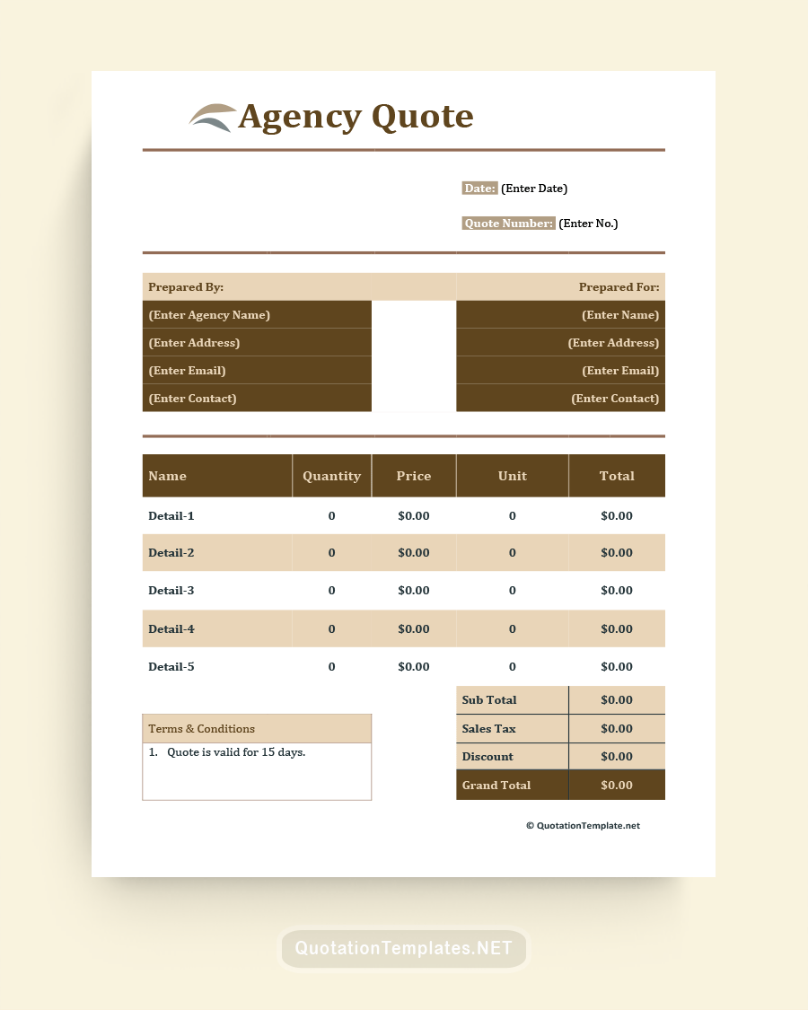 Agency Request For Quote Template - Brown