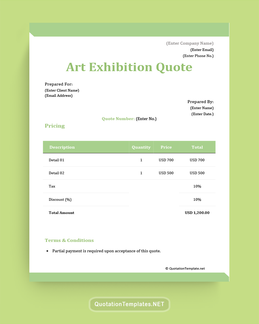 Exhibition Quote Template - Green
