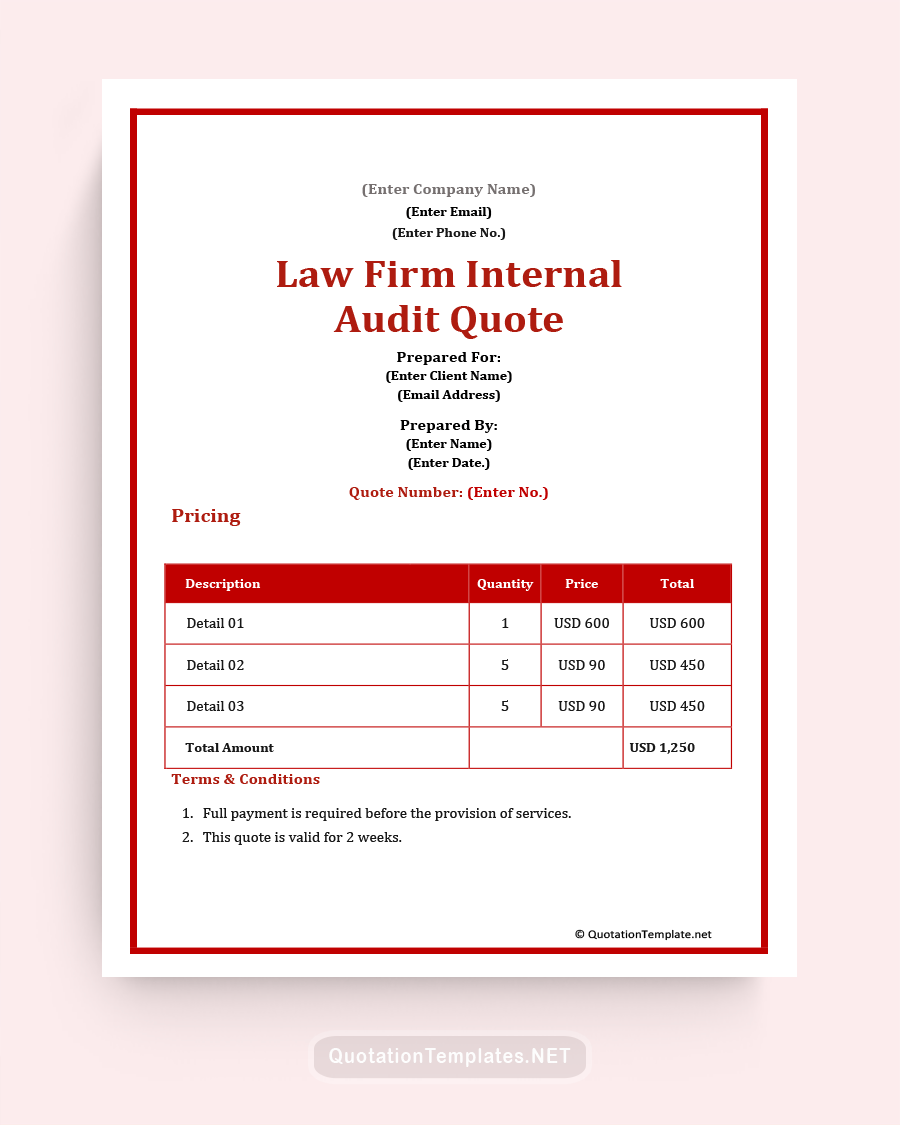 Internal Audit Quote Template - Red