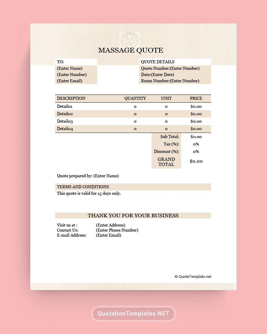 Massage Quote Template - Pink