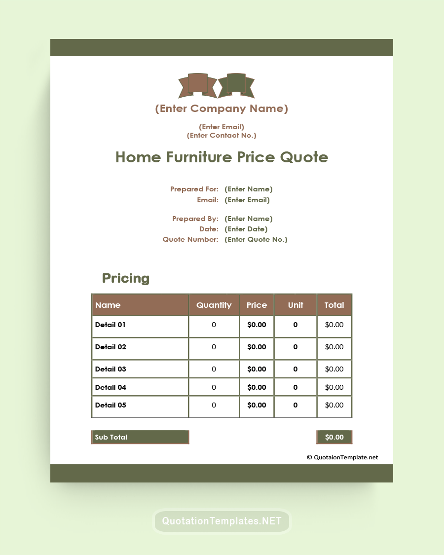 Request For Price Quote Template - Green