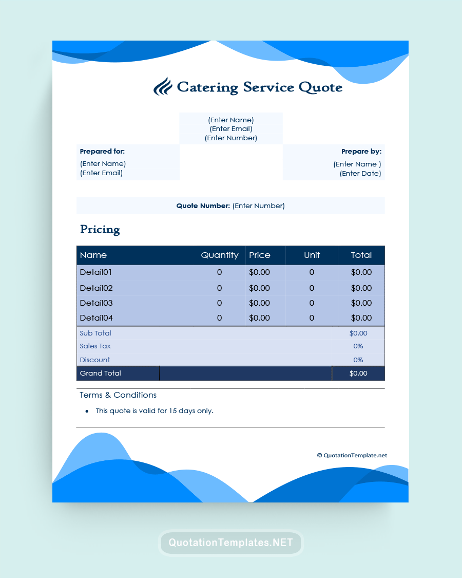 Request Quote For Catering Services Template - Blue