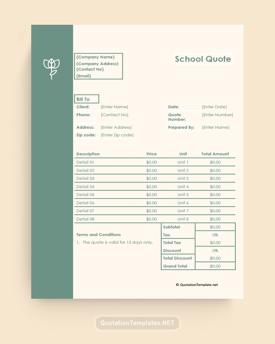 School Quote Template - Blue