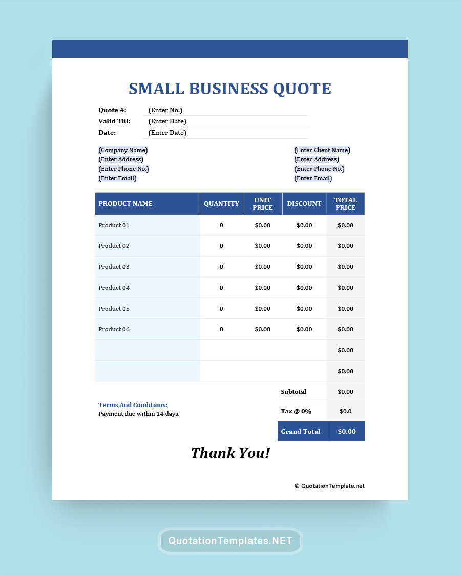 Small Business Quote Template - Blue