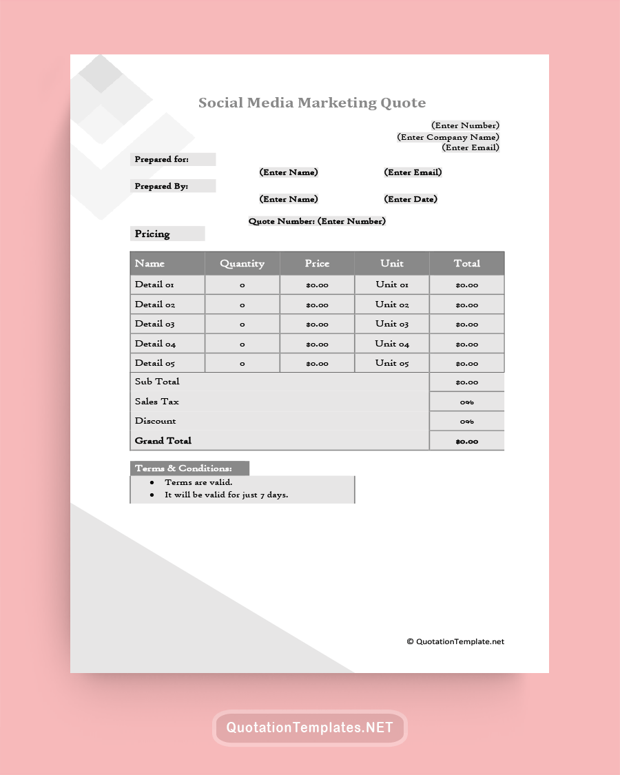 Social Media Marketing Quote Template - Grey
