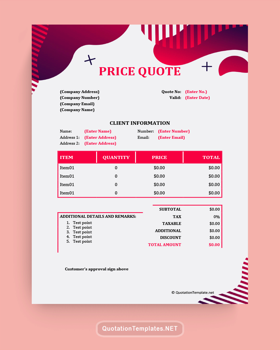 Software Development Price Quote Template - Red