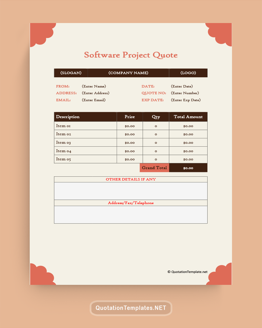 Software Project Quote Template - Orange