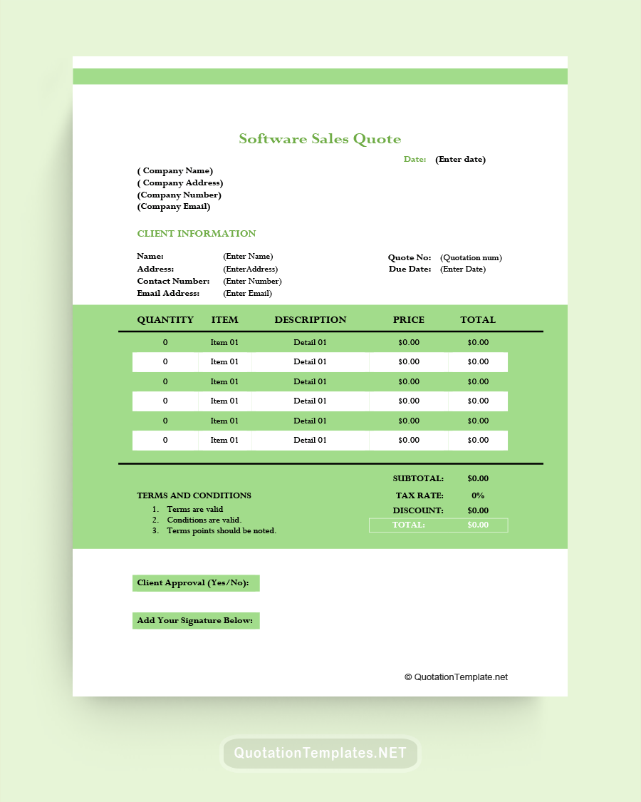 Software Sales Quote Template - Green