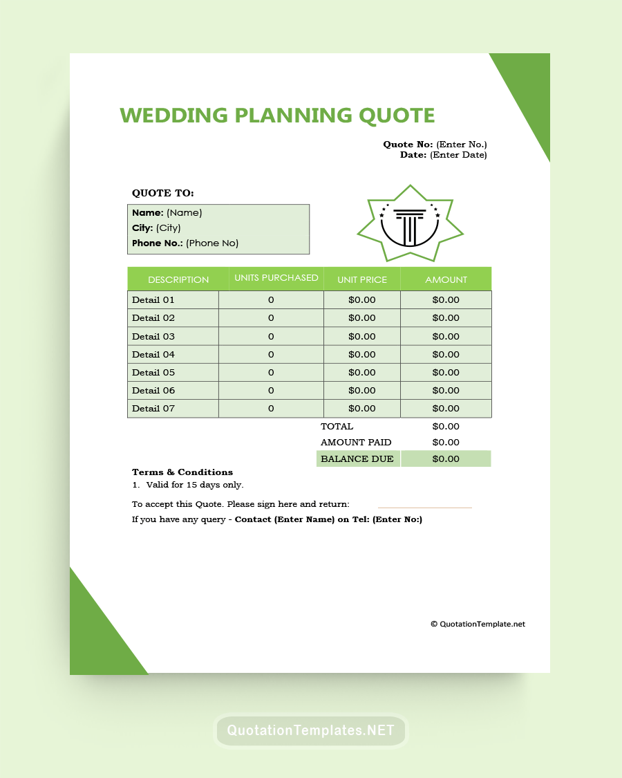 Wedding Planning Quote - Green