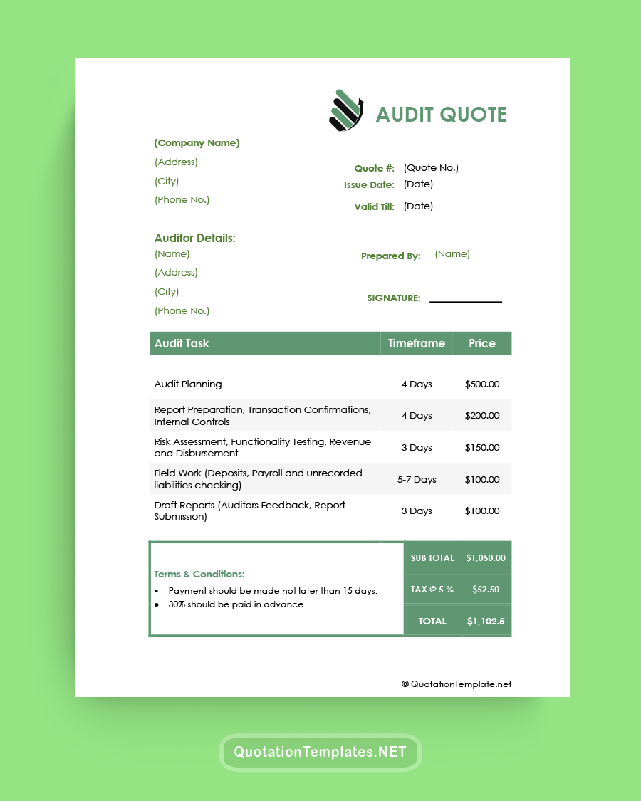 Audit Quote Template - Green