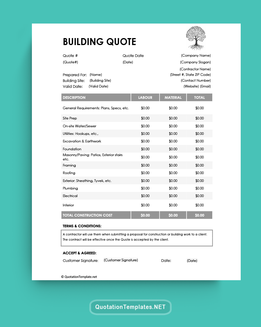 Building Quote Tempate - Greyy