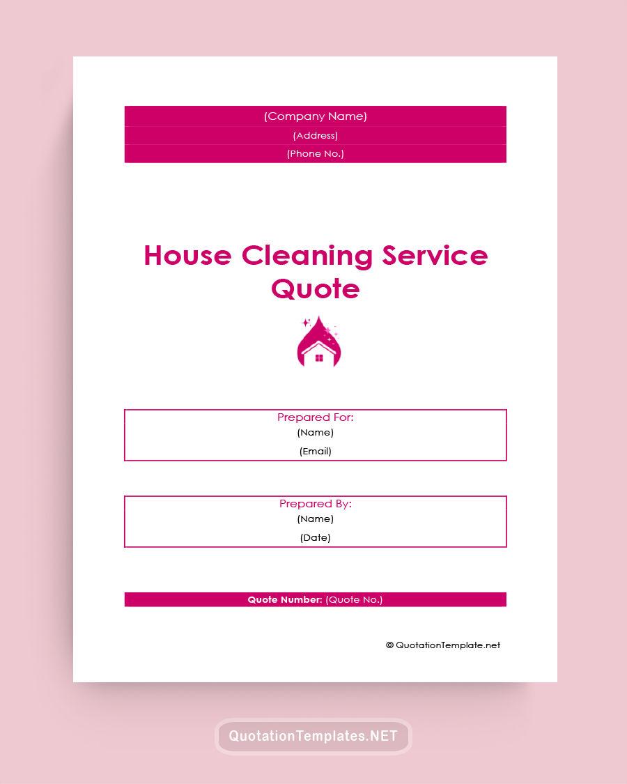 Cleaning Service Quote Template - Pink