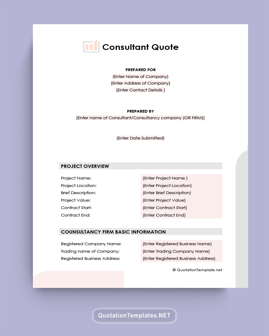 Consultant Quote Template - Pink