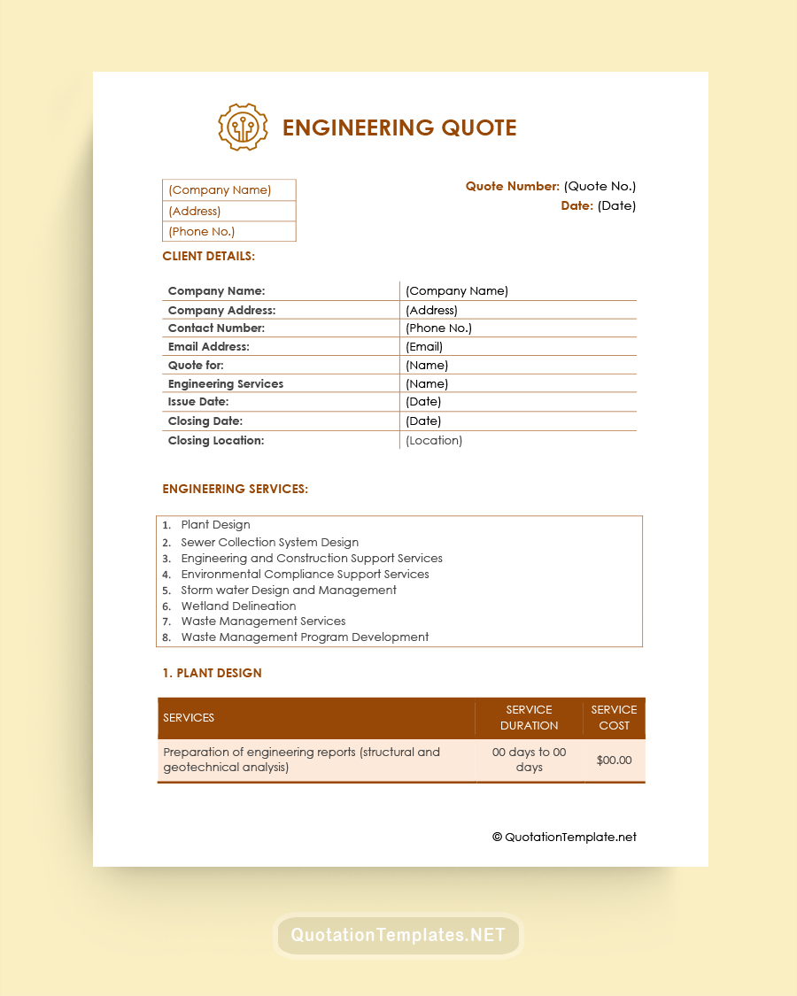 Engineering Quote Template - Brown
