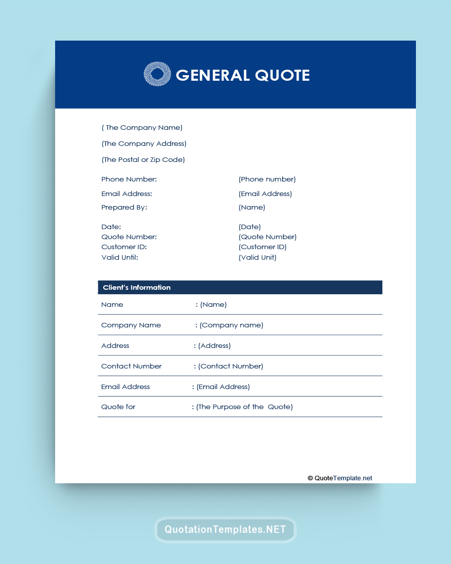 General Quote Template - Blue