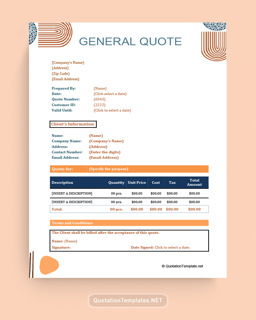 General Quote Template - Dark Brown - 221109