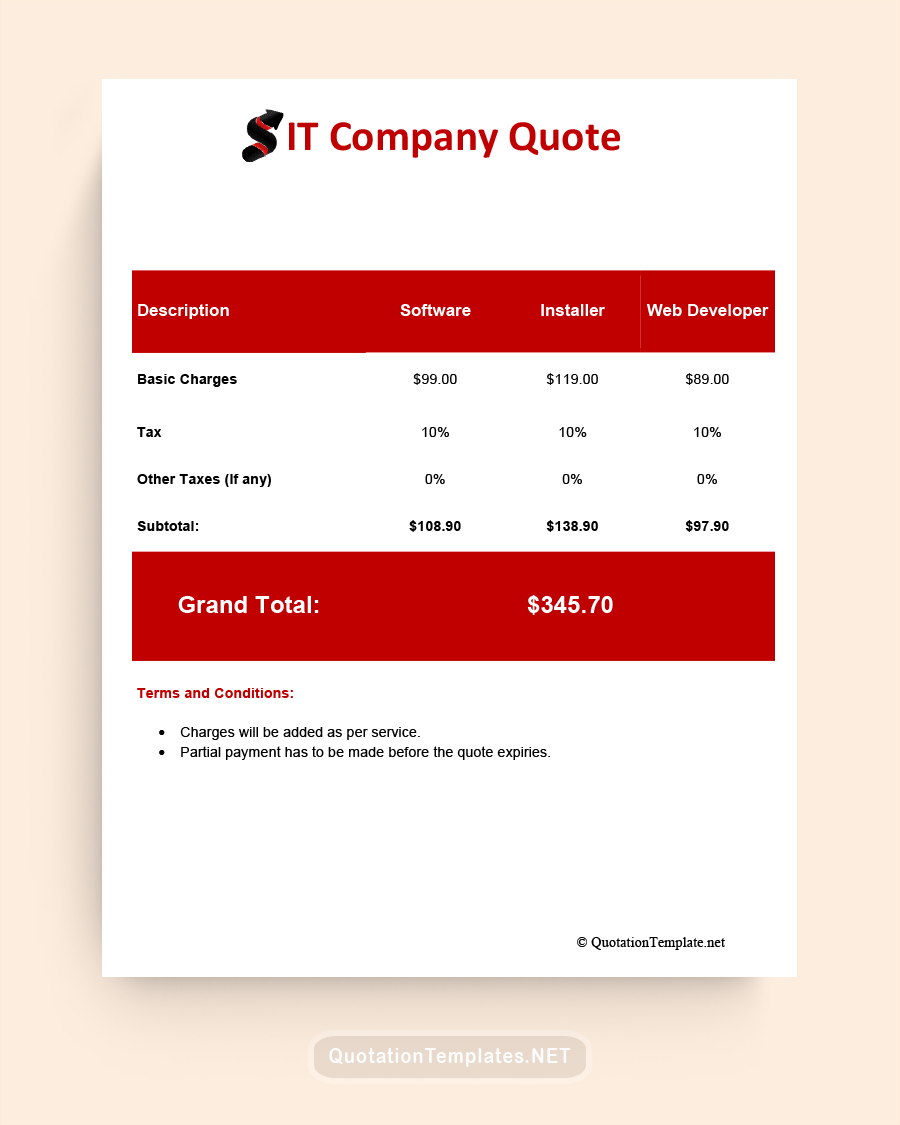 IT Company Quote - Red