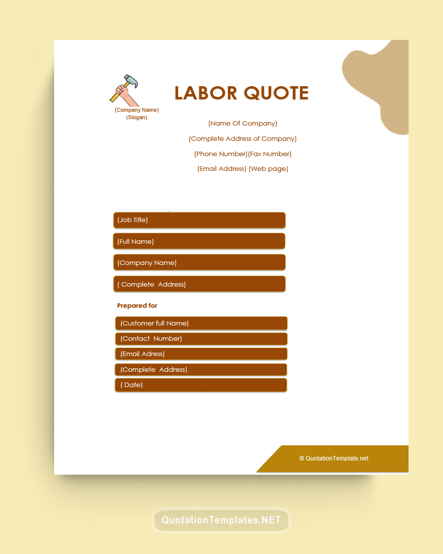 Labor Quote Template - Brown