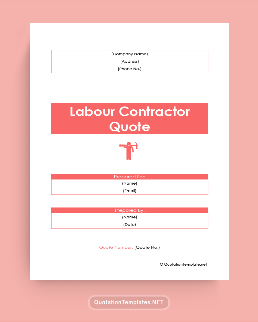 Labour Contractor Quote Template - Pink
