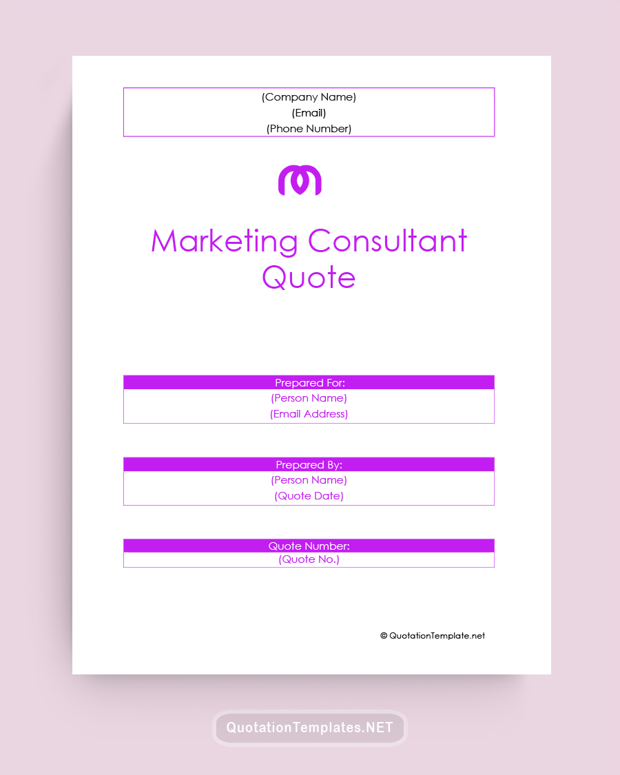 Marketing Consultant Quote Template - Purple