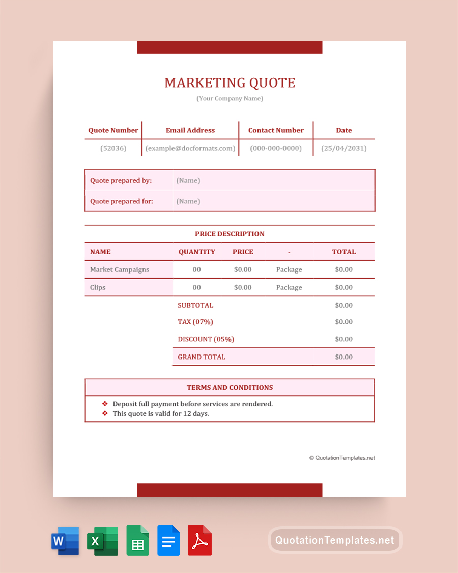 Marketing Quote Template - Maroon