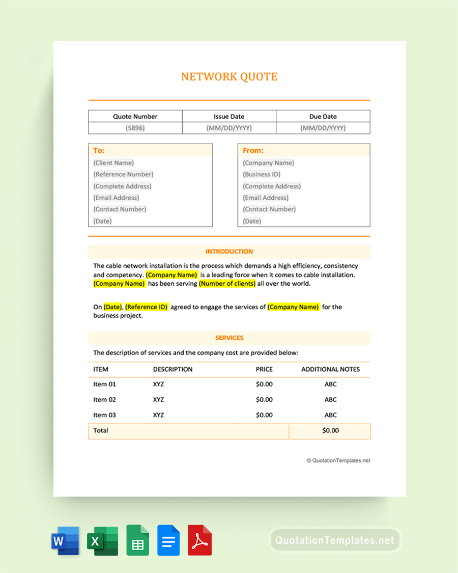 Network Quote Template - Orange