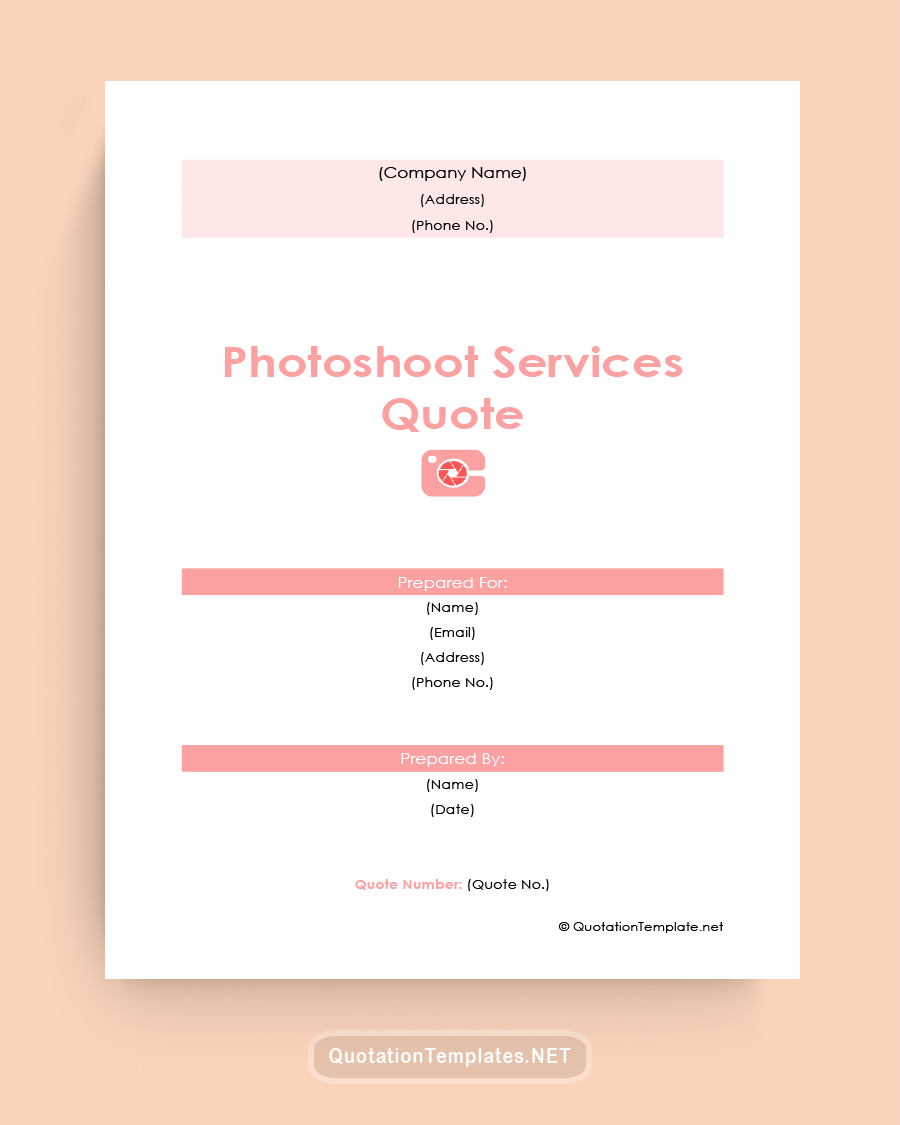 Photography Services Quote Template - Pink