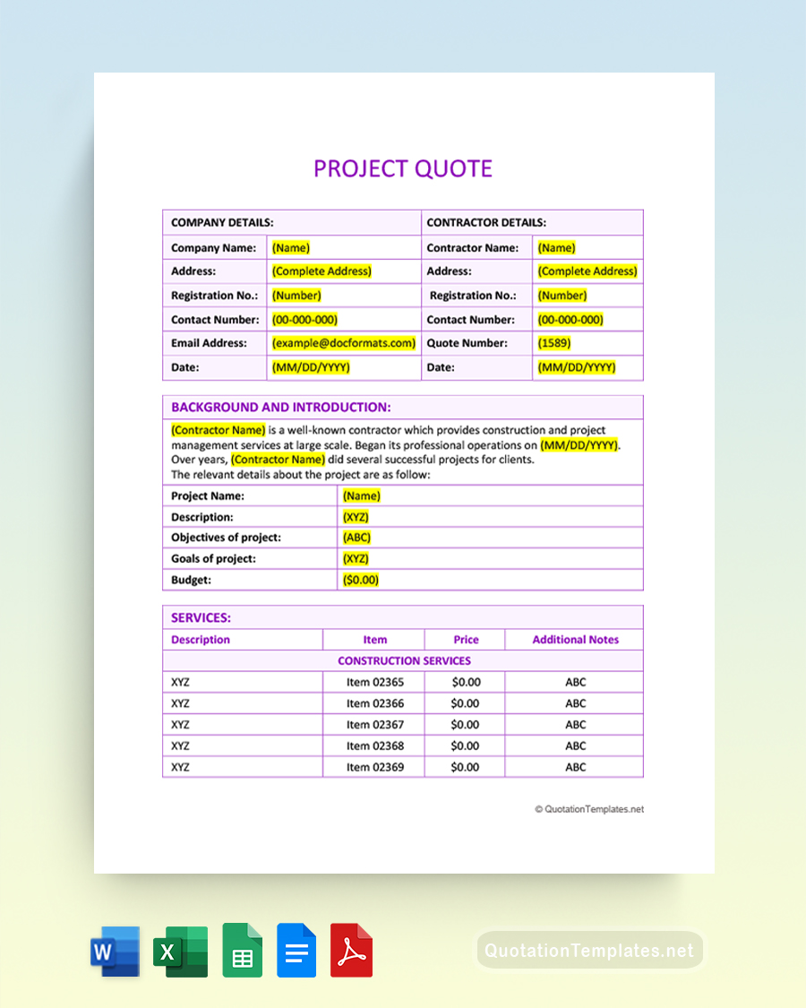 Project Quote Template - Purple