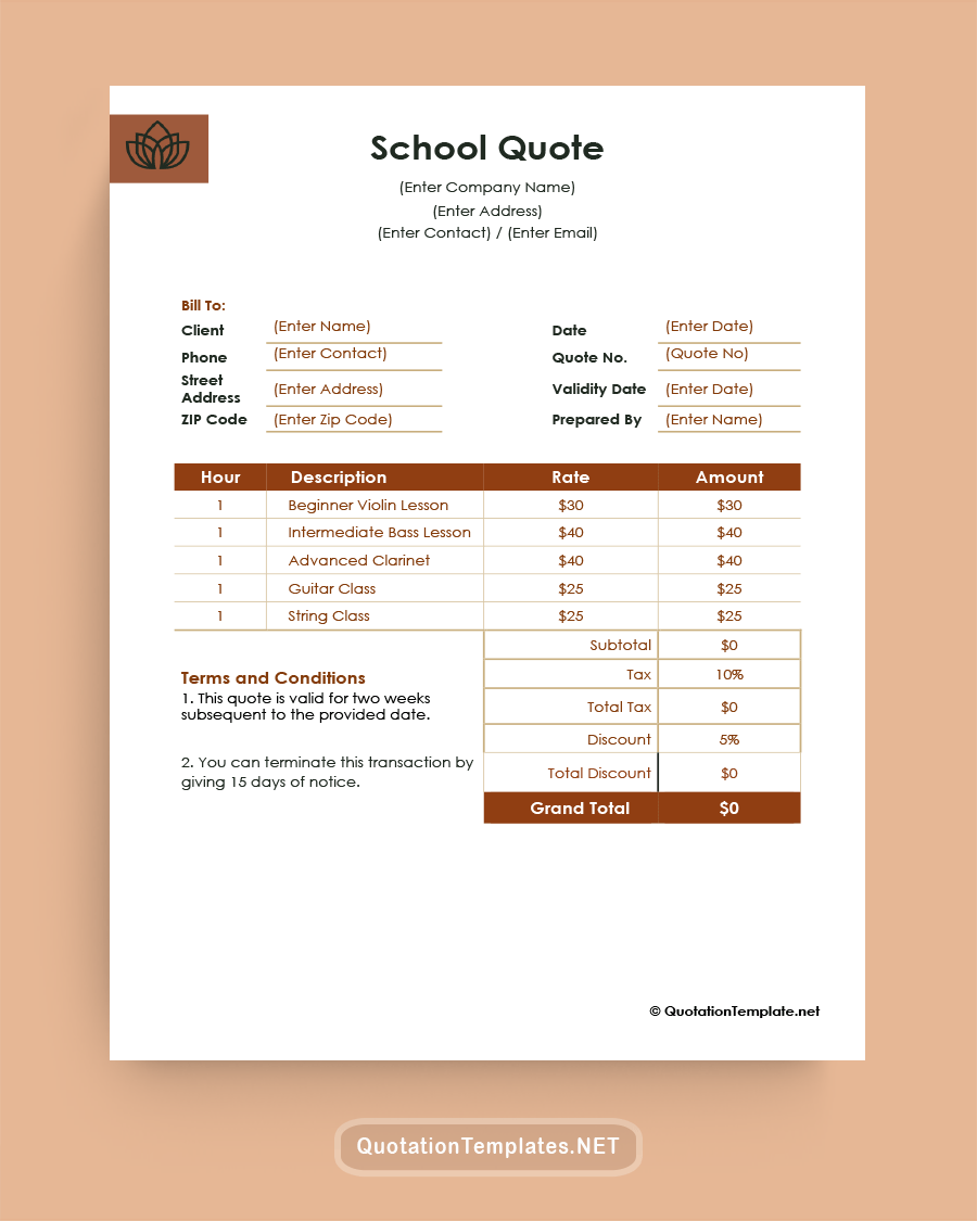 School Quote Template - Brown