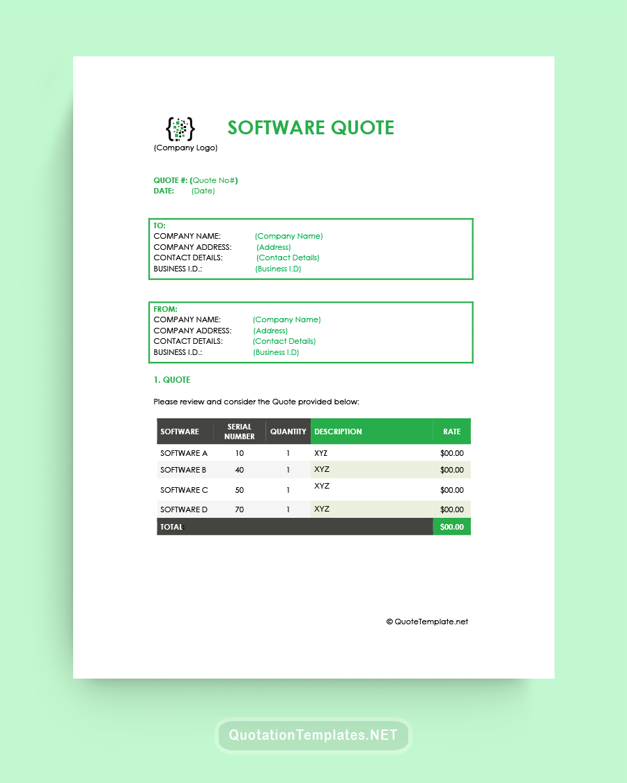 Software Quote Template - Green