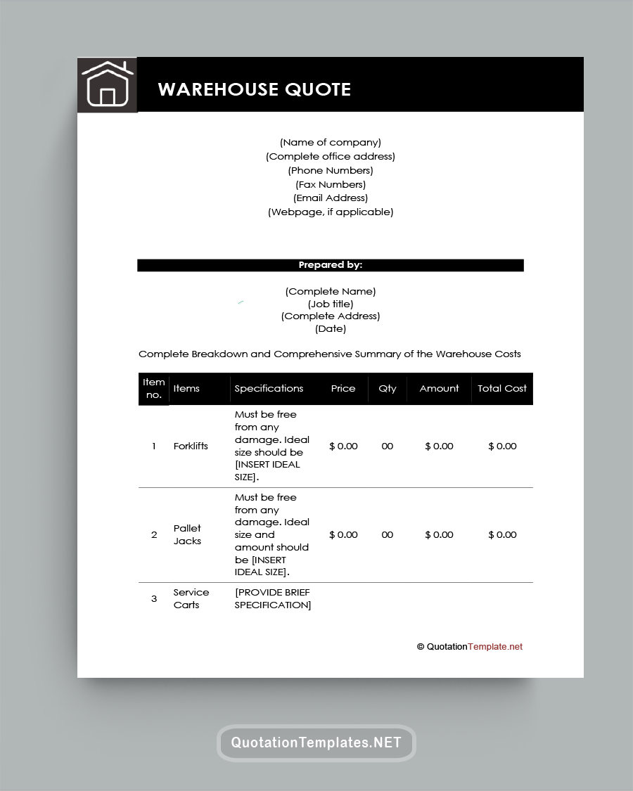 Warehouse-Quote Template - Black