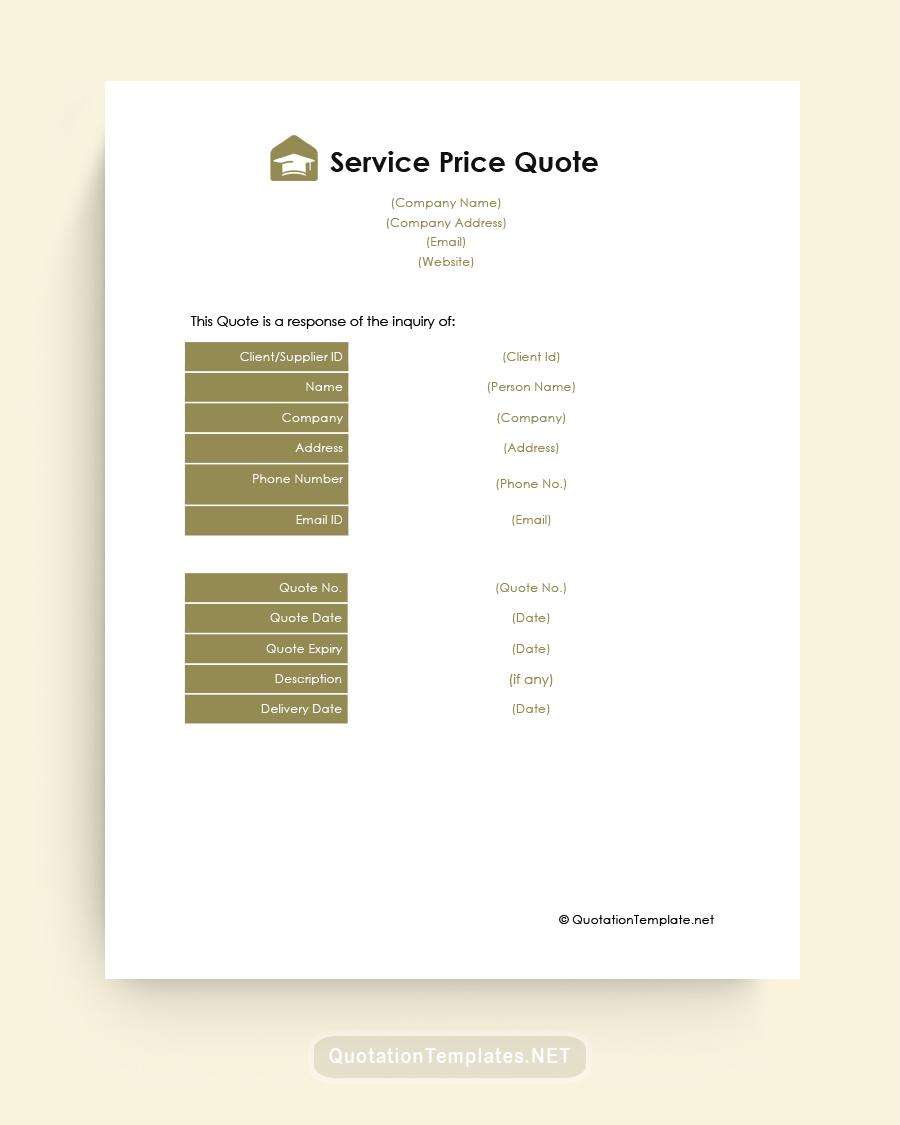 Work From Home Price Quote Template - Brown