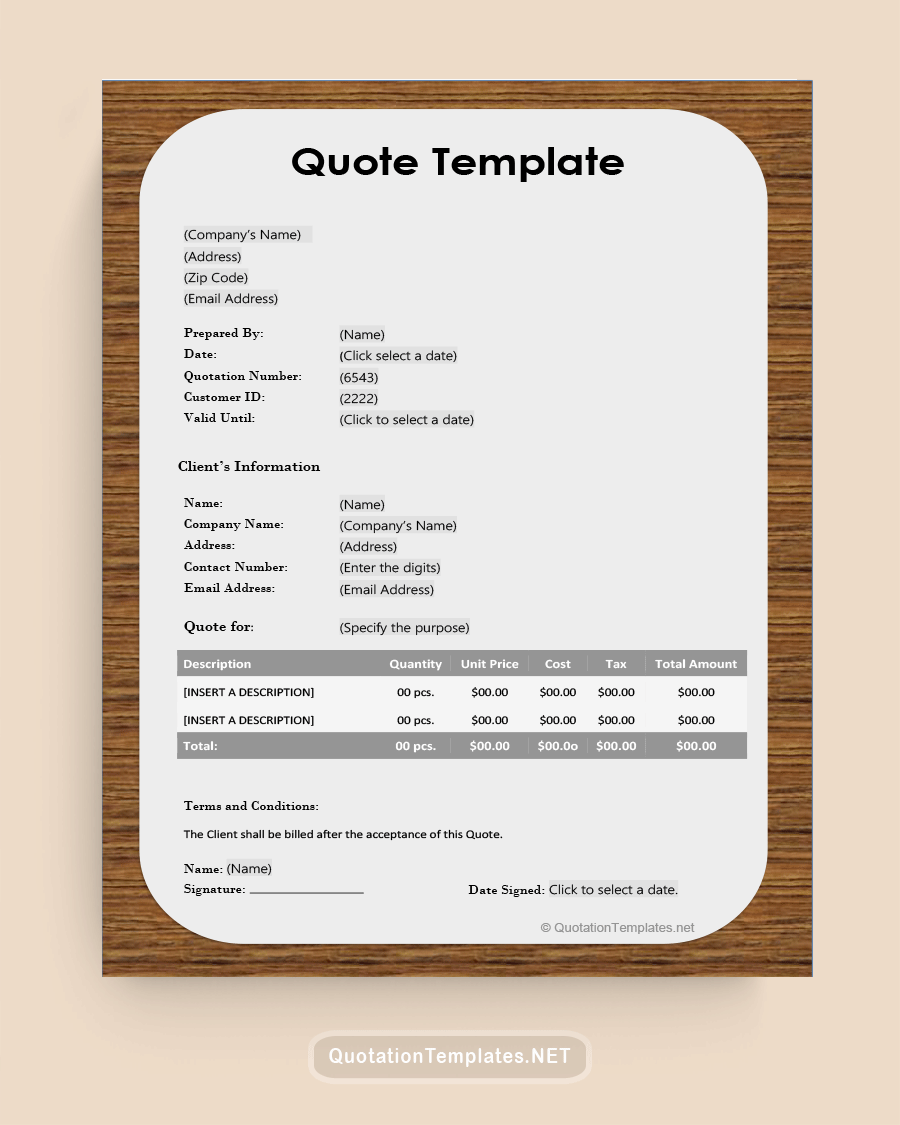 General Quote Template - Brown