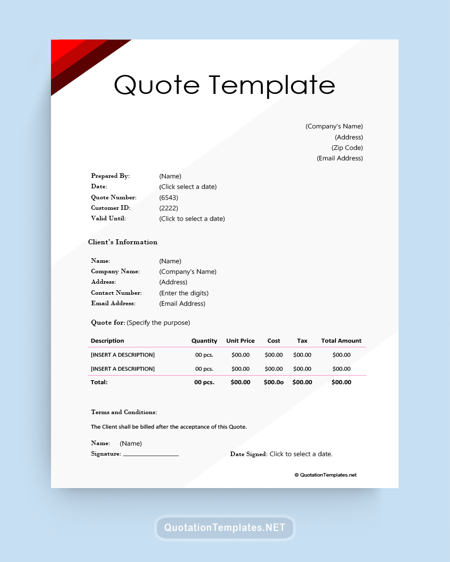 General Quote Template - Red