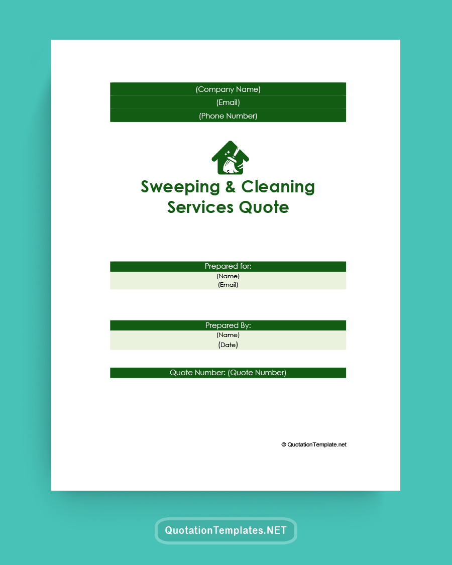 Quote for Sweeping Cleaning Services Template - Green